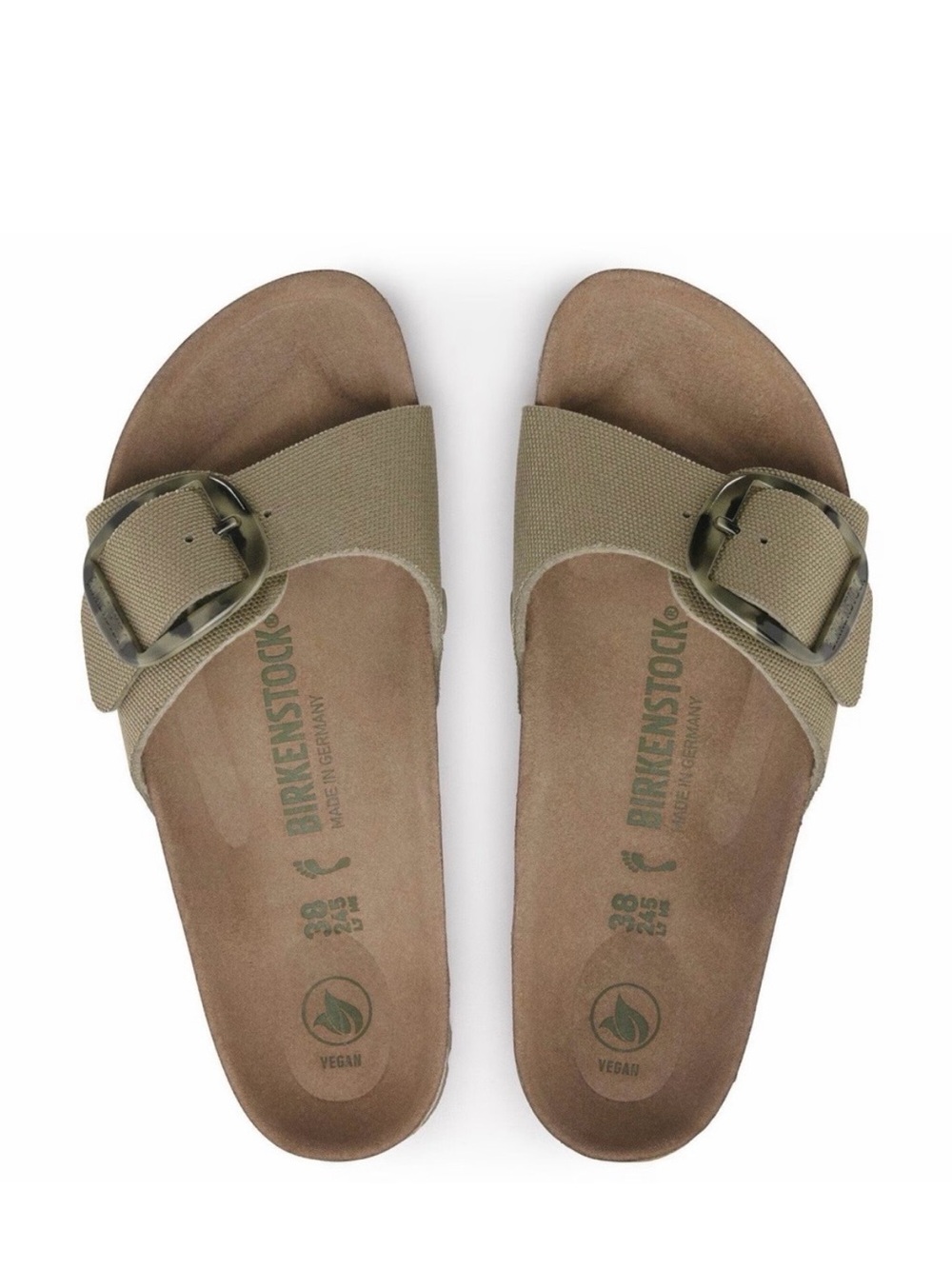 Birkenstock 💅 Madrid Tortoise Big Buckle Textile Khaki Sandal Slide 41 Wmns 10 - Picture 6 of 13